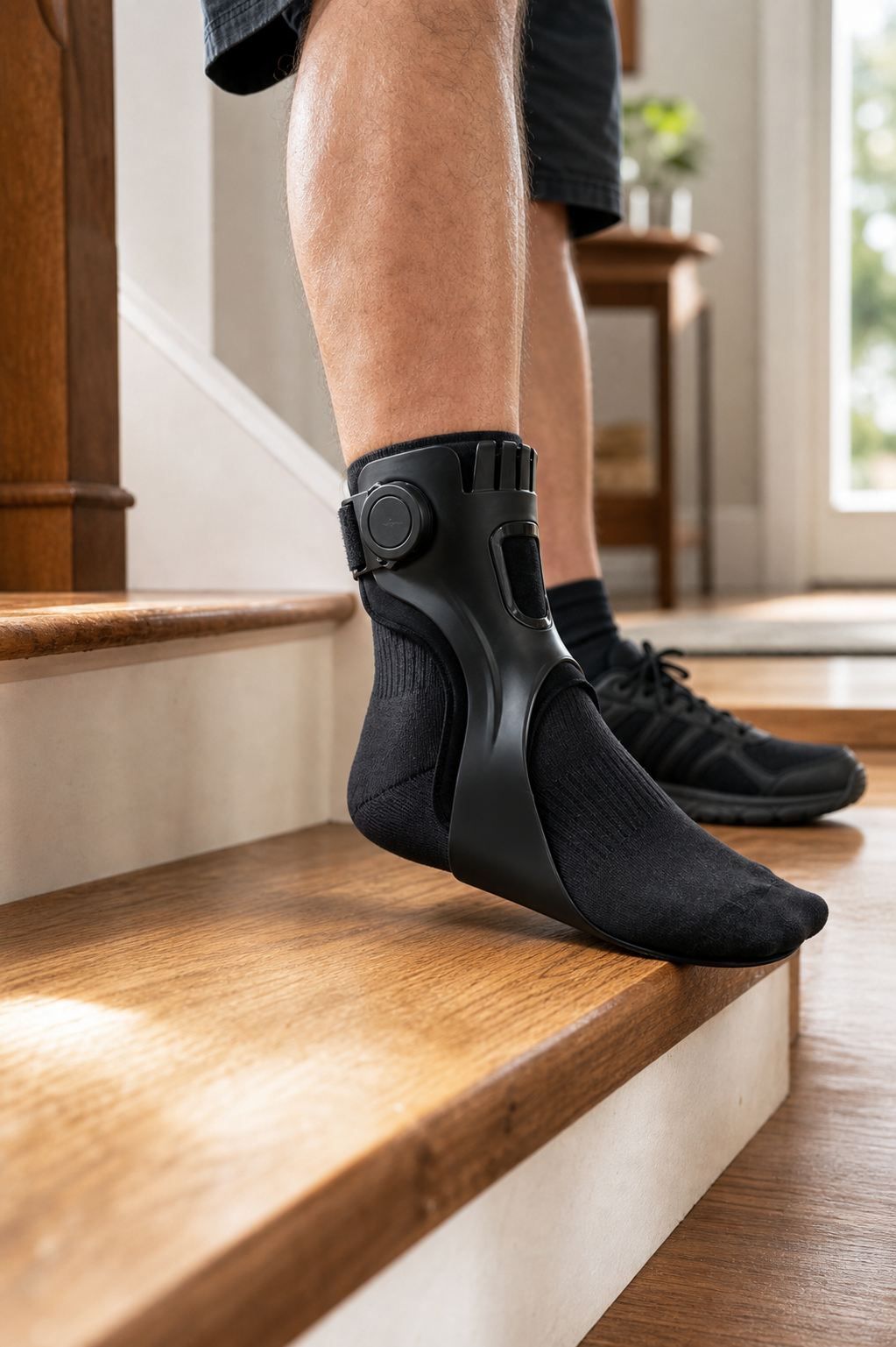 Everyday ankle support on indoor steps